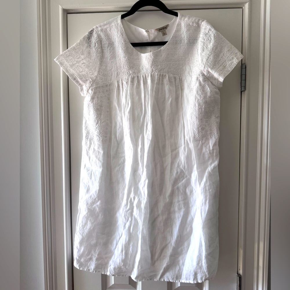 Lucky Brand Embroidered Shift Dress SZ L White